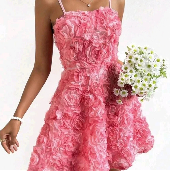 Privé 3d Flower Mesh Cami Dress - Picture 1 of 6